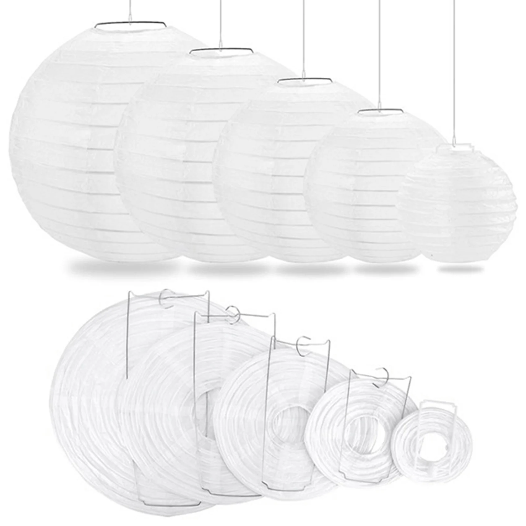 

BMBY-40 Pack Chinese Round White Paper Lantern,Paper Lanterns Hanging Lanterns Wedding Party Decorations
