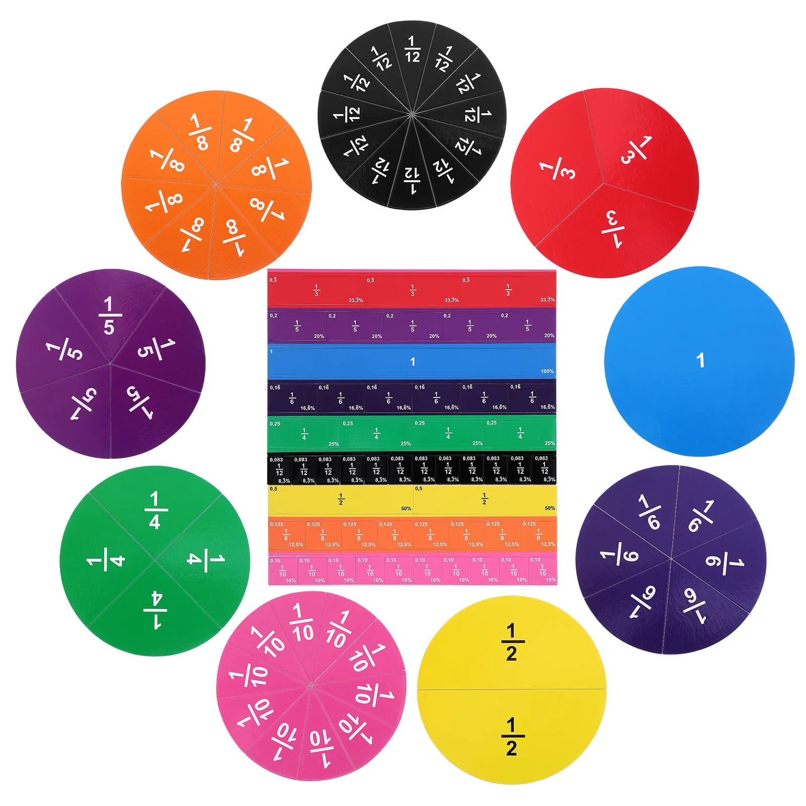 51 Uds. Instrumento de fracciones EVA demostrador Montessori matemáticas juguetes educativos fraccionales herramienta de aprendizaje para niños juguete para regalo