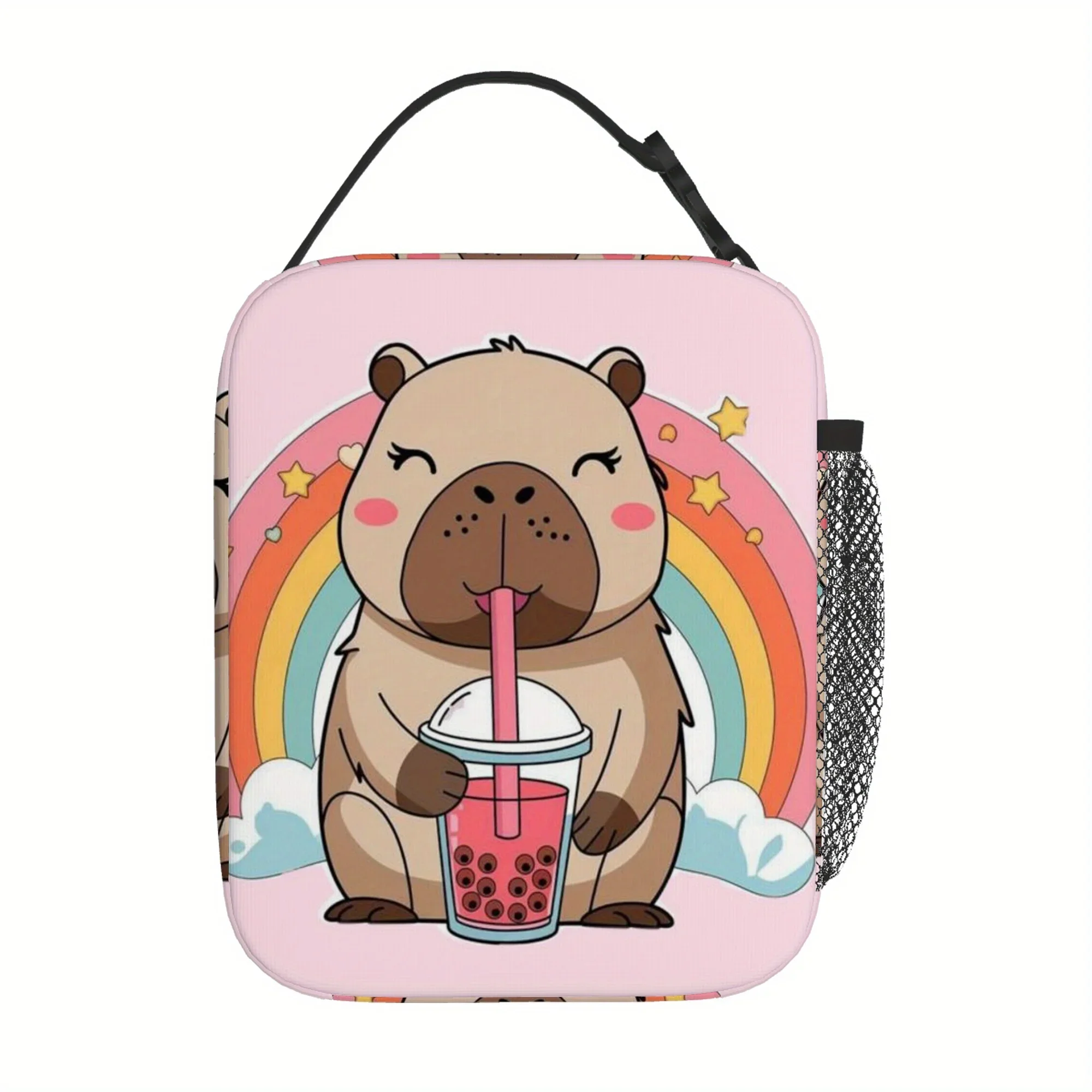 1pc a Printed Capybara Bag Featuring a Bubble Tea Design, Designed for Insulation And Thermal Purposes. It Is Not Intended for D
