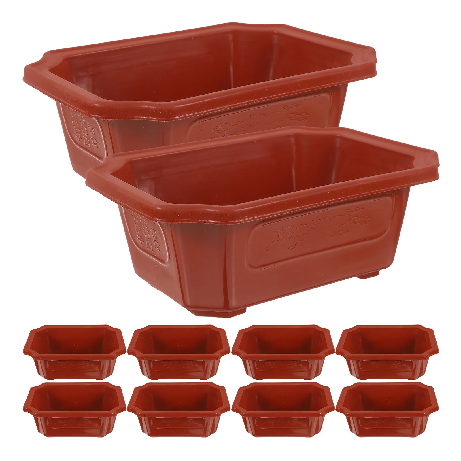 

10pcs Large Plastic Flower Pot Vintage Style Bonsai Container for Indoor Household Gardening Practical Planting Pot Office Decor