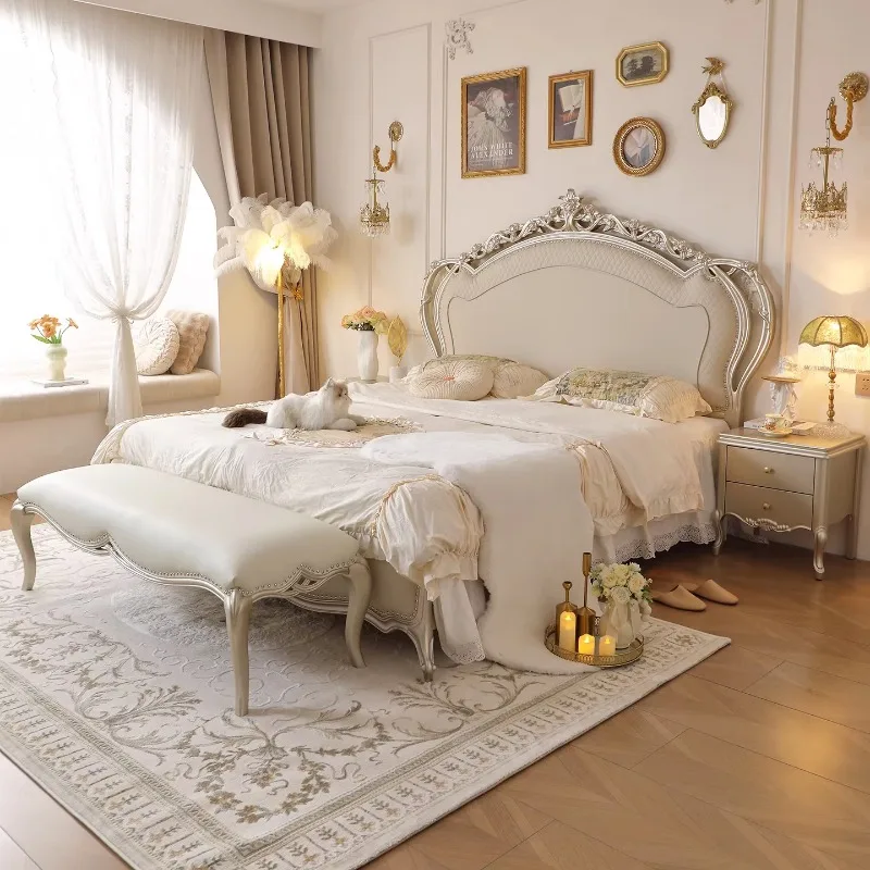 Storage Luxury Double Bed Europian Nightstands Unique Master Double Bed Cloud White Camarotes Para Dormitorio Home Accessories
