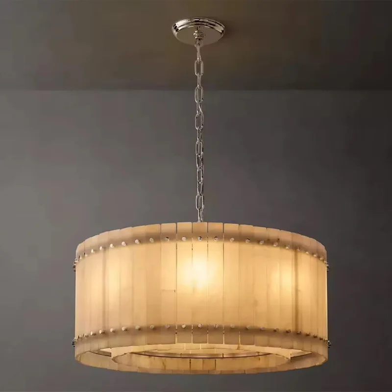 

Luxury Double Layer Marble Chandelier 2025 Stainless Steel Pendant Lamp Dimmable Ceiling Light for Hotel