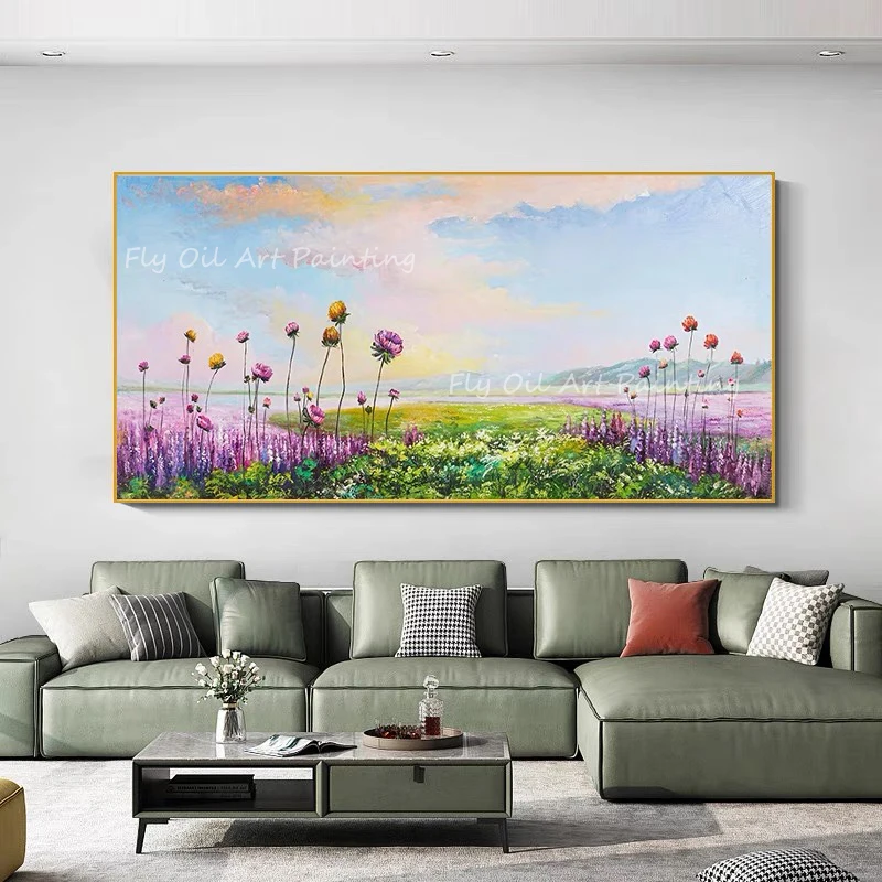 

Colorful flower 100% Hand-painted High Quality Simple Knife Thick Oil Painting Modern home decoration Abstract Picture as a gift