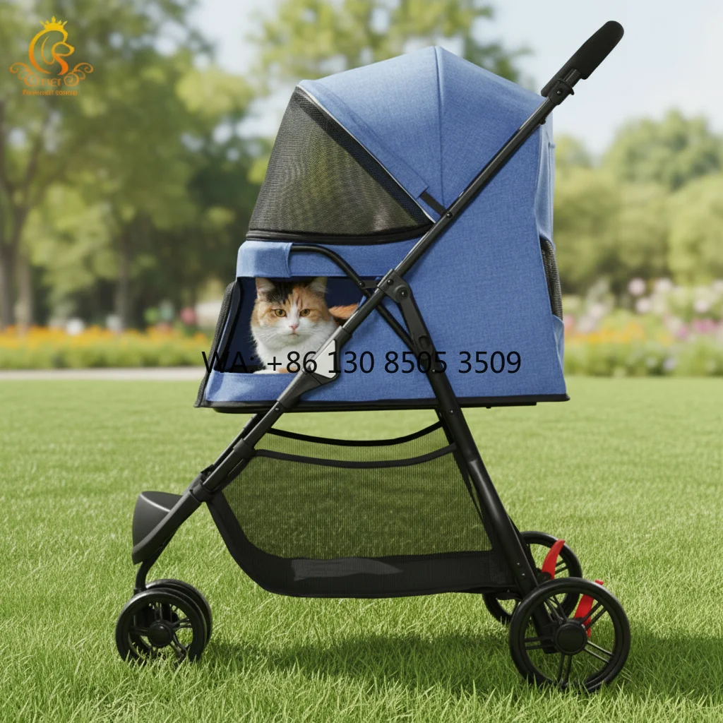 

EUR VET Luxury Lightweight Foldable Pet Stroller for Dogs and Cats 4-Wheel Travel Cart-Portable Outdoor Dog & Cat Carrier