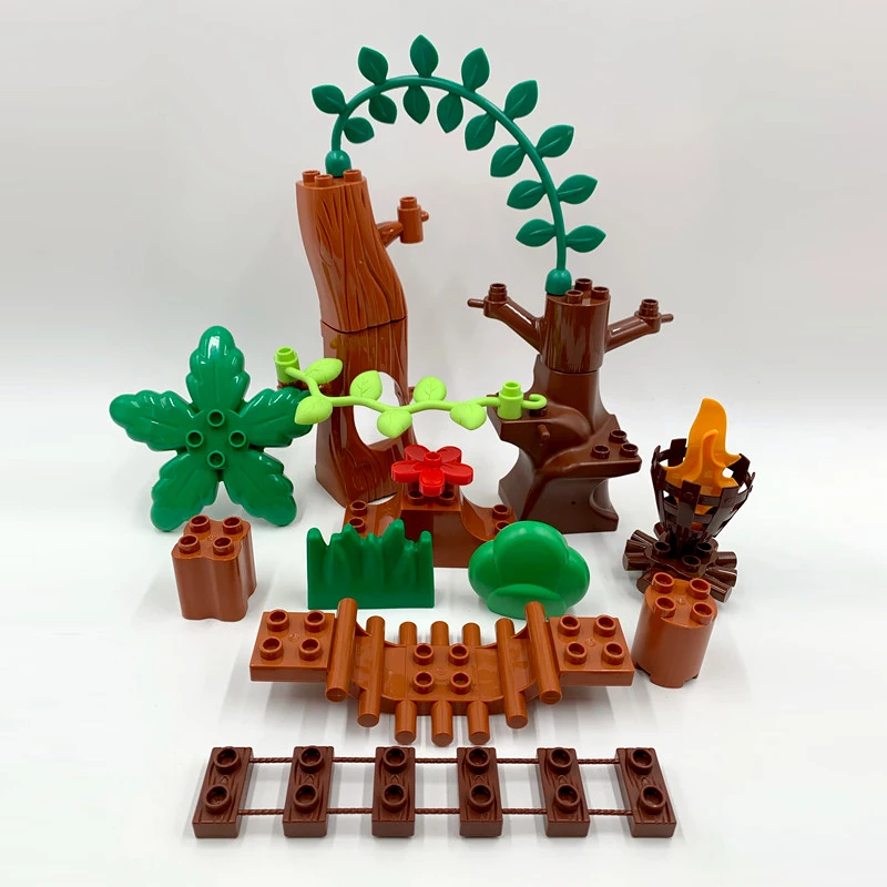 Plant Series Big Building Blocks Flower Grass Tree Adornment Accessories Compatible Scenes Assemble Toys For Kids Bricks