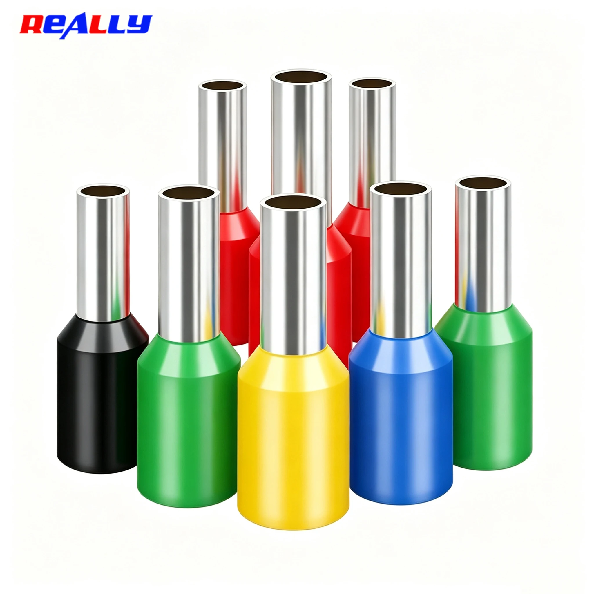 Brass Tin‑plated EV VE Ferrule Terminal Pre‑Insulated Cord End Tubular Crimp Terminal 200/500Pcs For E‑Bike Solar Energy Storage