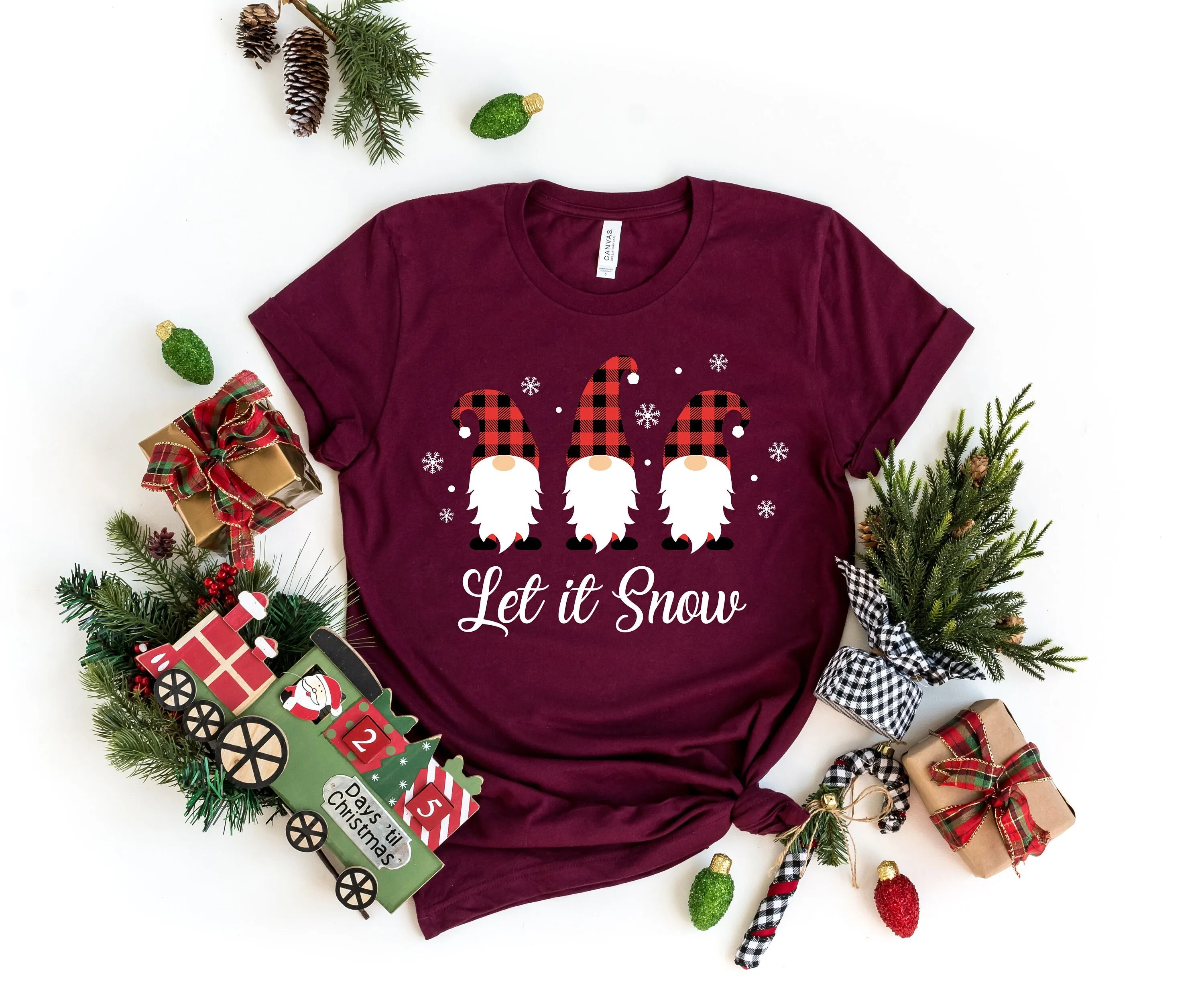 

Let It Snow Christmas Gnomes T Shirt Merry Christmast New Year Most Wonderful Time Of The