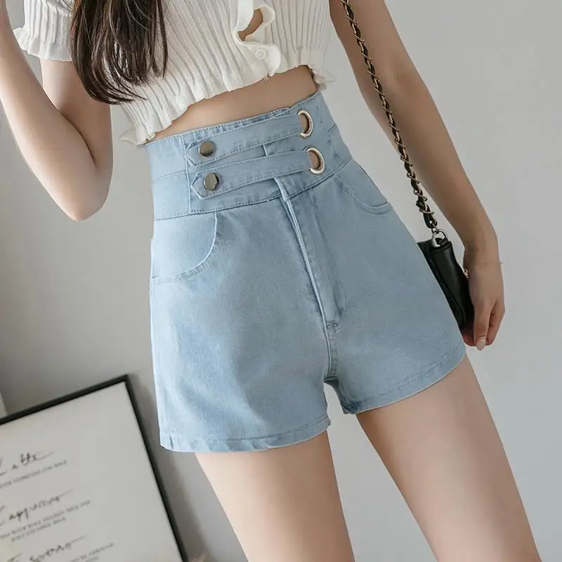 Fashion High Waist Elastic Jeans Women's Thin Open Crotch Convenience  Shorts Pants Outdoor Sex Pants Women Short Bell Bottoms