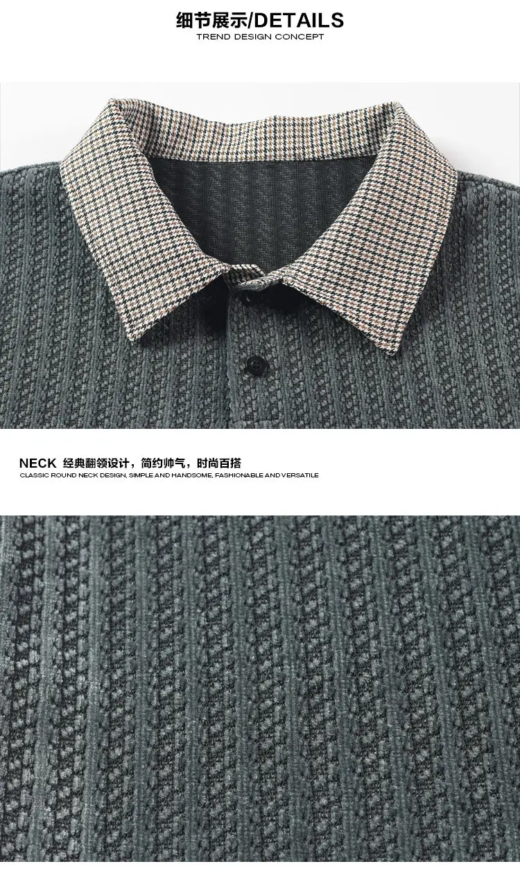 Herren-Poloshirt mit strukturierter Strickoptik, kurzen Ärmeln, kontrastierendem Kragen und Oversize-Schnitt, geeignet für Urlaub, Dates und Freizeitaktivitäten. – Detail 9