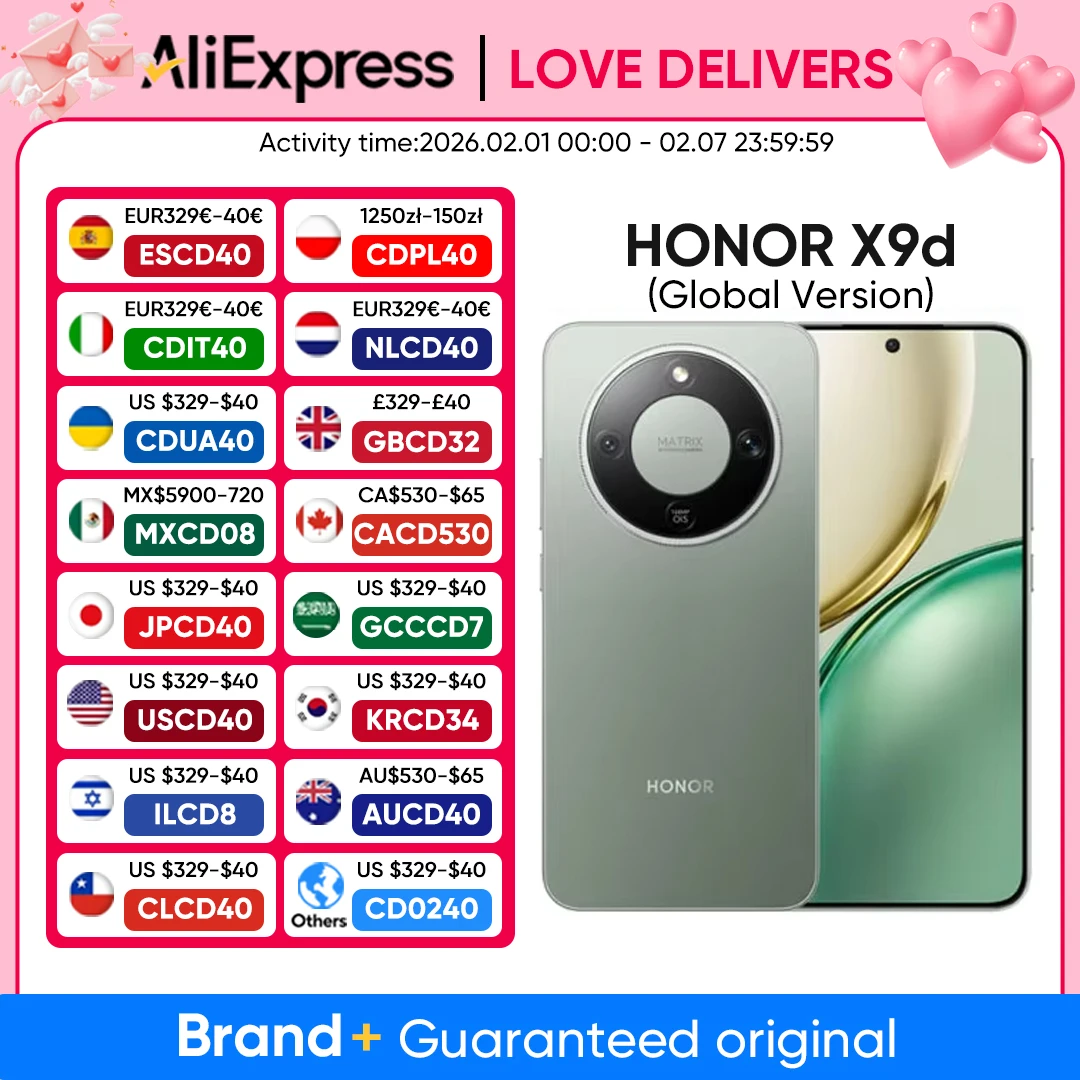 Global Version HONOR X9d 5G Smartphone 6.79" Anti-drop 120Hz AMOLED Screen 108MP Dual AI Cameras 8300mAh Battery 66W NFC IP69K