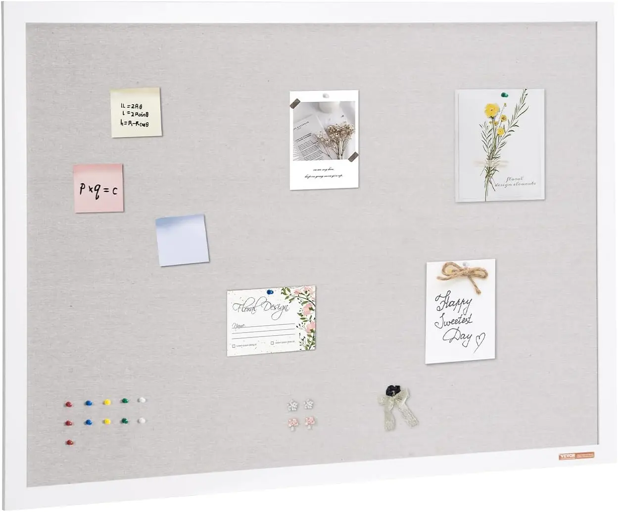 

48x36 White Cork Board with Linen Surface for Home, School, Office