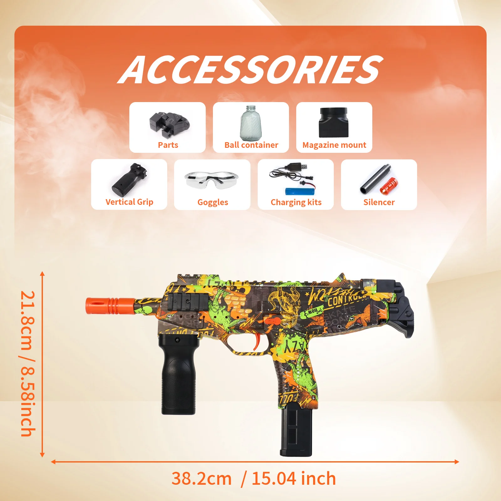 UZI ชาร์จไฟฟ้า Blaster - ปืนของเล่นกลางแจ้งอัตโนมัติสําหรับทีมต่อสู้ - ของขวัญในอุดมคติ (ไม่รวมกระสุน)