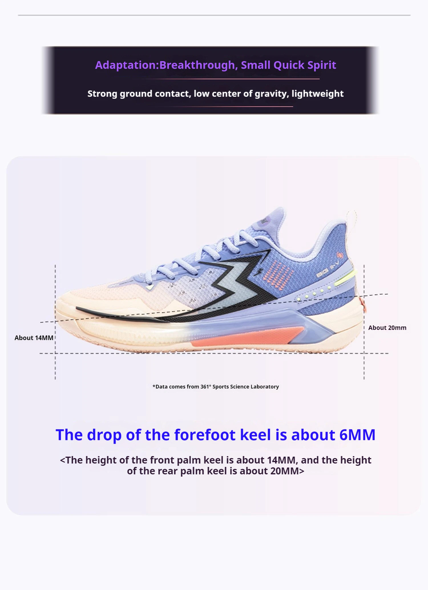 361 Degrees BIG3 5.0 Quick Herren-Basketball-Sportschuhe, Stoßdämpfung, rutschfest, tragbar, atmungsaktiv, Trainings-Sneaker 672421121 – Detail 6