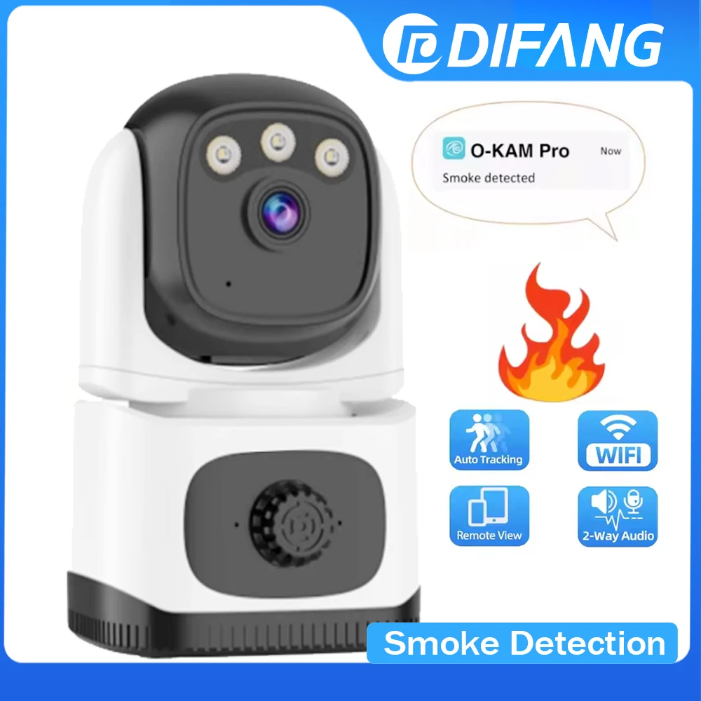 Smoke Detection 3MP WiFi Camera Smart Home Gas Detection Night Vision Security Camera Indoor Baby Monitor Surveillance IP Camera