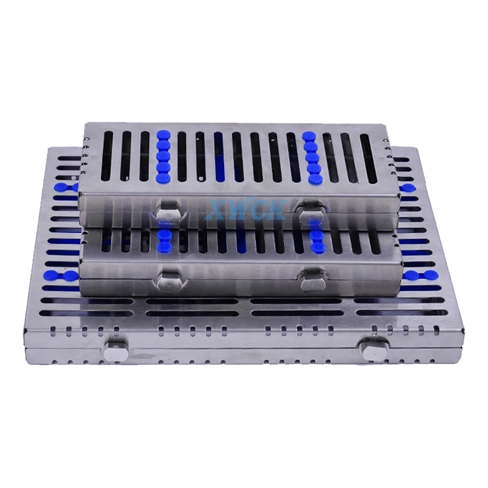 Stainless steel Dental Autoclavable Surgical Sterilization Box Sterilization Rack Dental Cassette File Burs Disinfection Tray