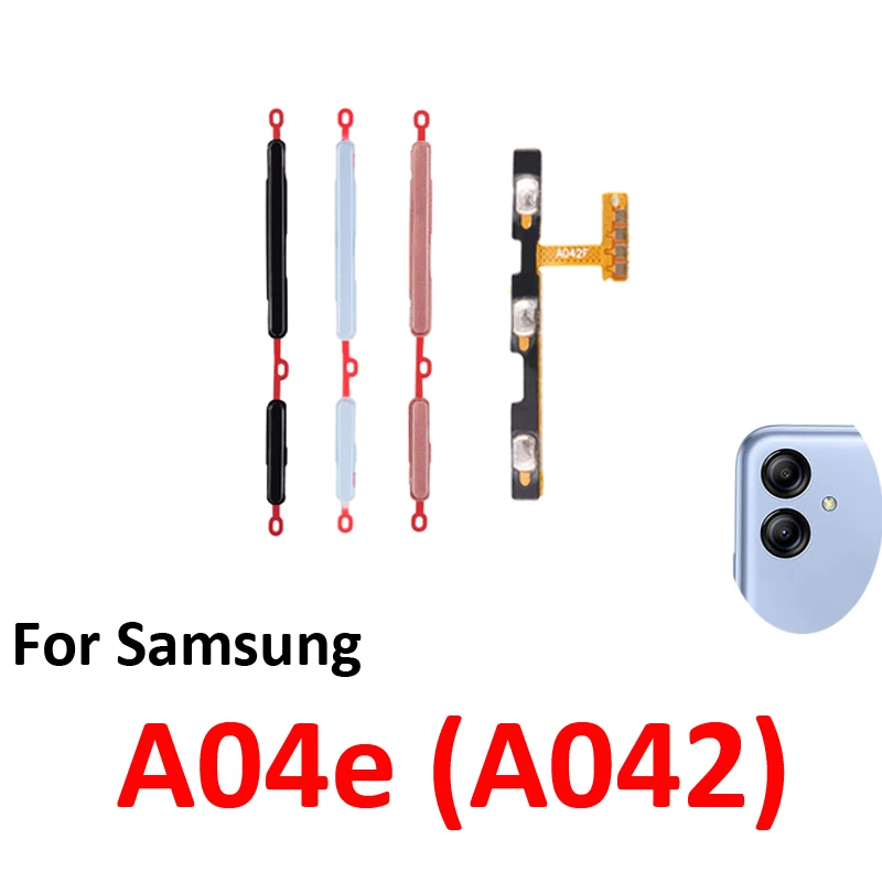 Phone Power Volume Button For Samsung Galaxy A04e A042 On Off Up Down External Push Key Internal Flex Cable Repair Parts Black