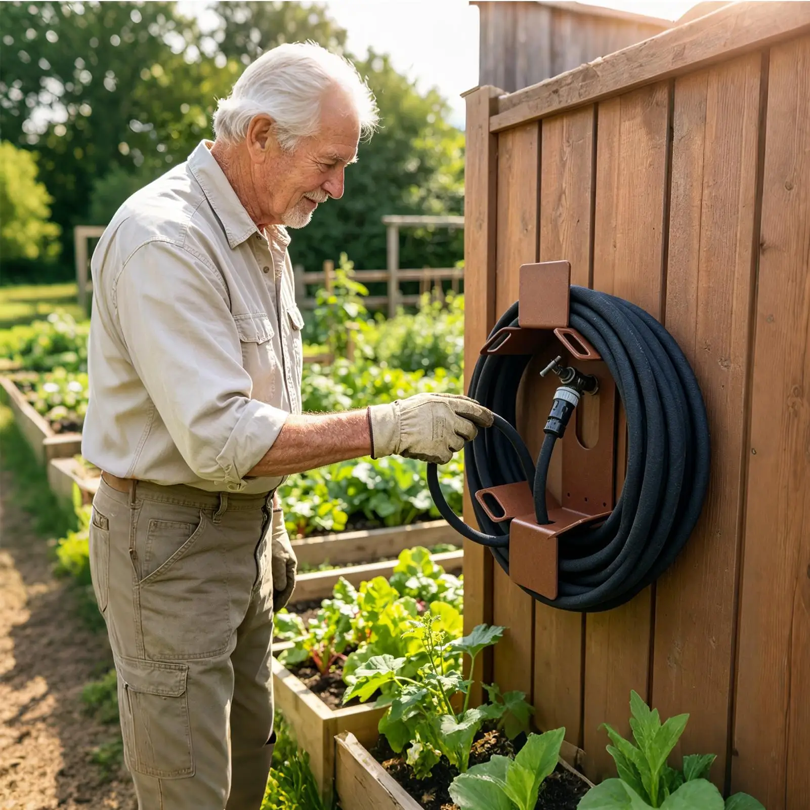 Gartenschlauchhalter für die Wandmontage, robuste, platzsparende Haken, Schlauch-Organisationsständer – Detail 11