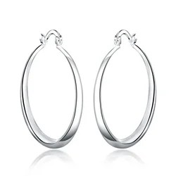 Christmas Gift Charms Silver 925 Plated Retro Women Lady Hoop Round Earring Jewelry Best Lowest Price LE024