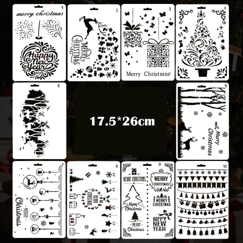 

17.5*26cm Christmas Tree Deer Stencils DIY Layering Wall Scrapbook Coloring Embossing Decora Graffiti Painting Template Reusable