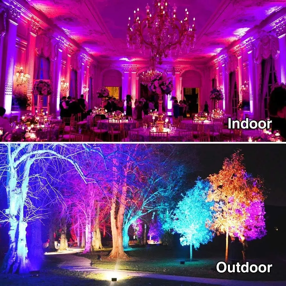 50W RGBW Outdoor Flood Lights with Remote, 120 Colors, Dimmable, Timing, IP66 Waterproof (2 Pack)