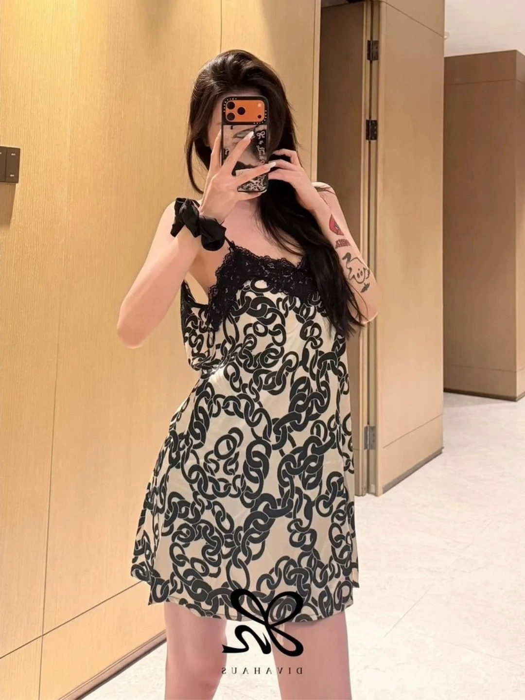 

Large Size Lace Nightgown Women's Summer Pure Desire V-neck Sleeveless Backless Home Clothes Short Skirt Style Floral Pattern