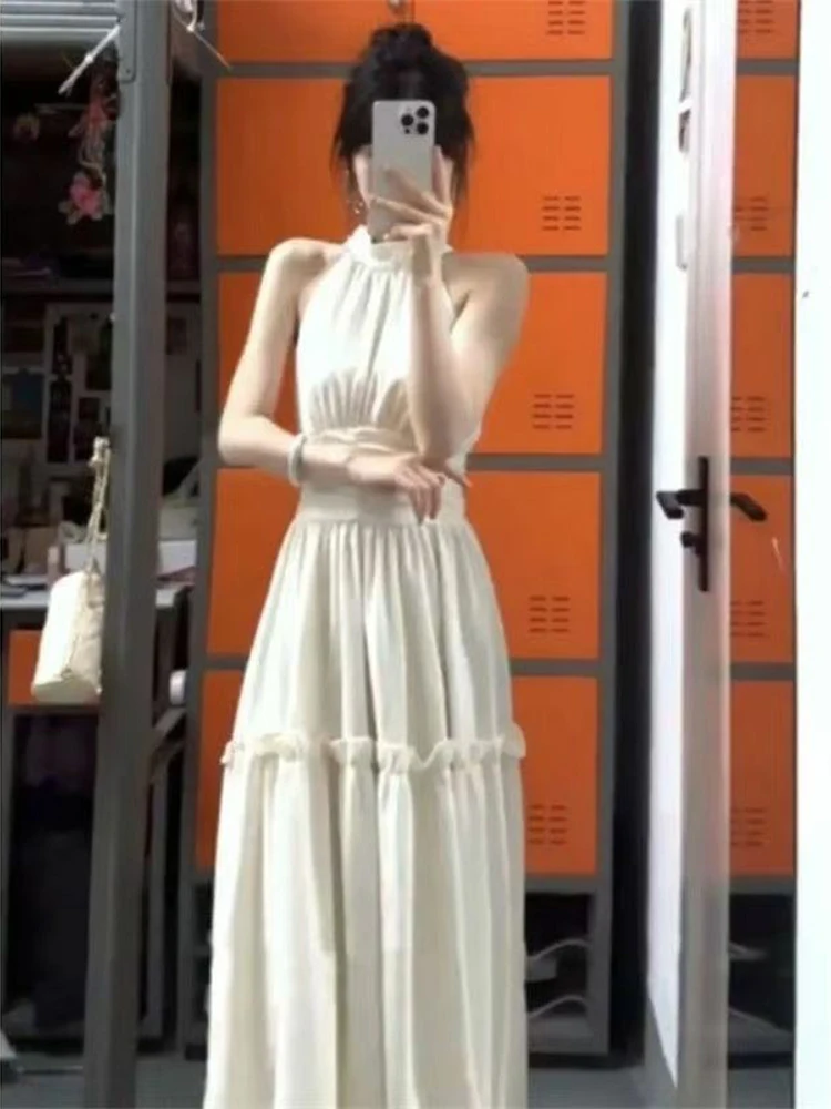 فساتين نسائية بدون أكمام لحفلات الزفاف وحفلات الزفاف والربيع والحرير ومنظور شفاف وطبقات نزهة أنيقة متدفقة