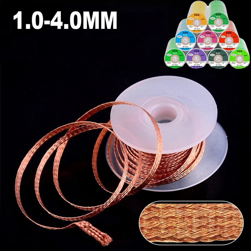 

1.0-4.0mm Length Welding Wires Desoldering Mesh Braid Tape Copper Welding Point Solder Remover Wire Repair Tool for Soldering