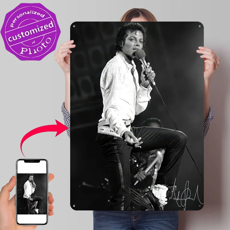 Michael Jackson Personalized 3D Textured Metal Poster Wall Art Tinplate Sign for Living Room Decoration Man Home Decor Items