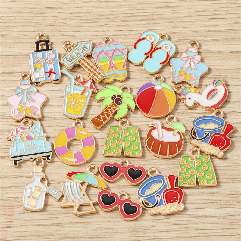 10pcs Cute Mix Enamel Summer S - đánh giá và giá Art Craft Making
