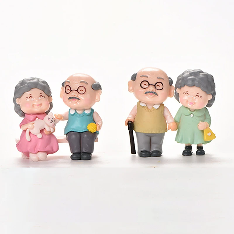 New Sweety Lovers Couple Ornament Mini Couple Figures Grandma Grandpa For Fairy Garden Figurines Miniature Home Decoration