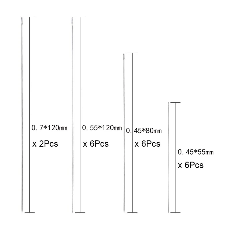 Набор игл для бисероплетения, набор игл для бисероплетения с большим ушком, длинные прямые иглы для бисероплетения