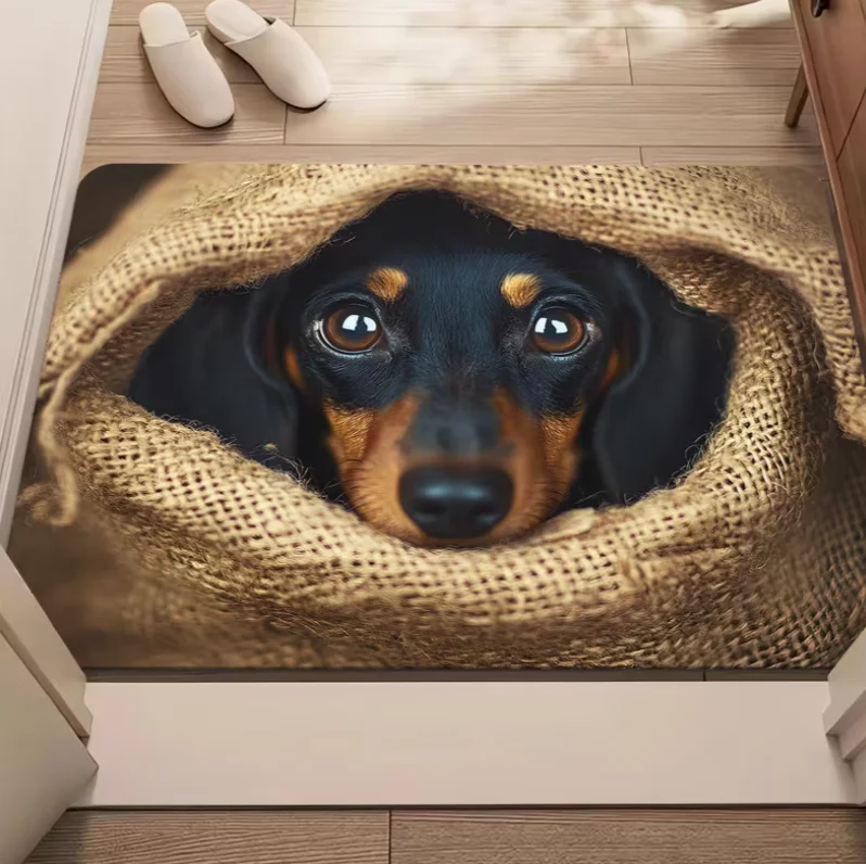 1pc Dachshund Pattern HD Printed Door Mat, Non-Slip Bathroom Floor Mats, Microfiber Rug for Bedroom, Living Room Entrance Carpet