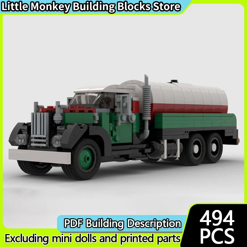 

Модель городского автомобиля MOC, строительные кирпичи, винтажный сверхмощный цистерна, модульная технология, детские праздничные подарки, сборка игрушек, костюм