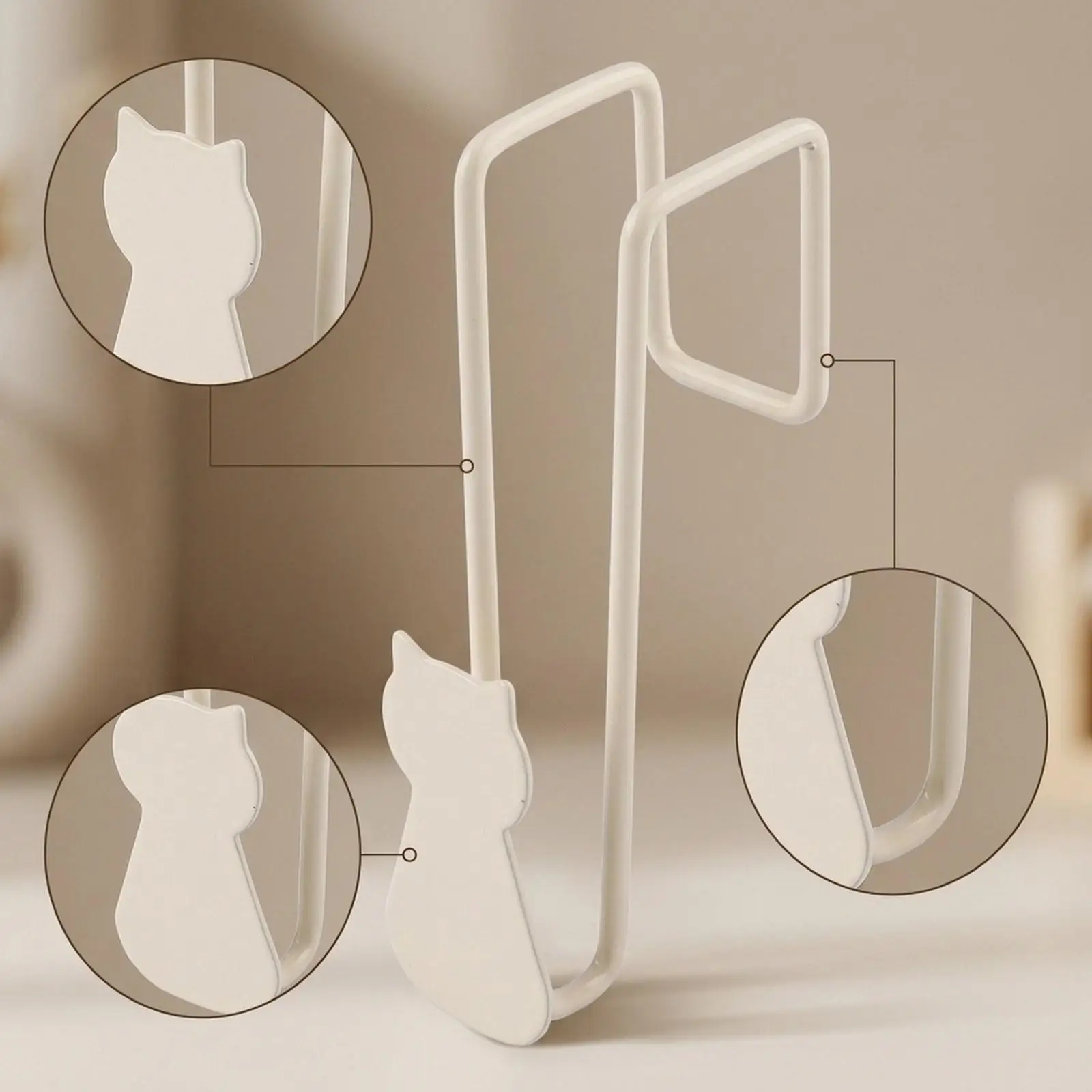 over the Door Hooks Iron Cat Design Sturdy Coat Hanger Organizer Rack for Living Room Bathroom Entryway Storage Solution