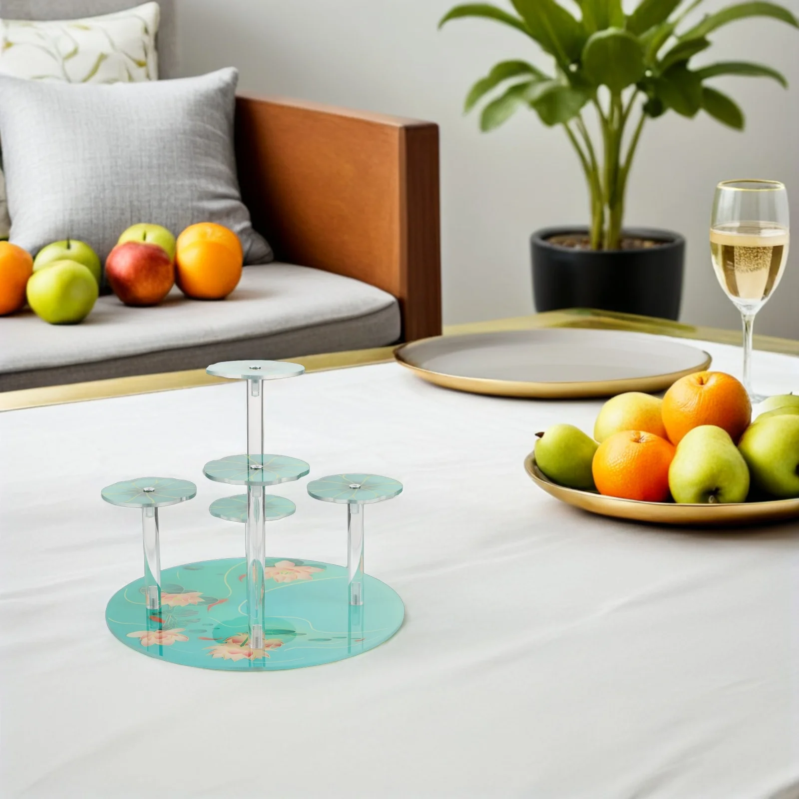 

Acrylic Display Stand Multi-Layer Lotus Design Dessert Cupcake Riser Shelf For Figure Organizer Bakery Display