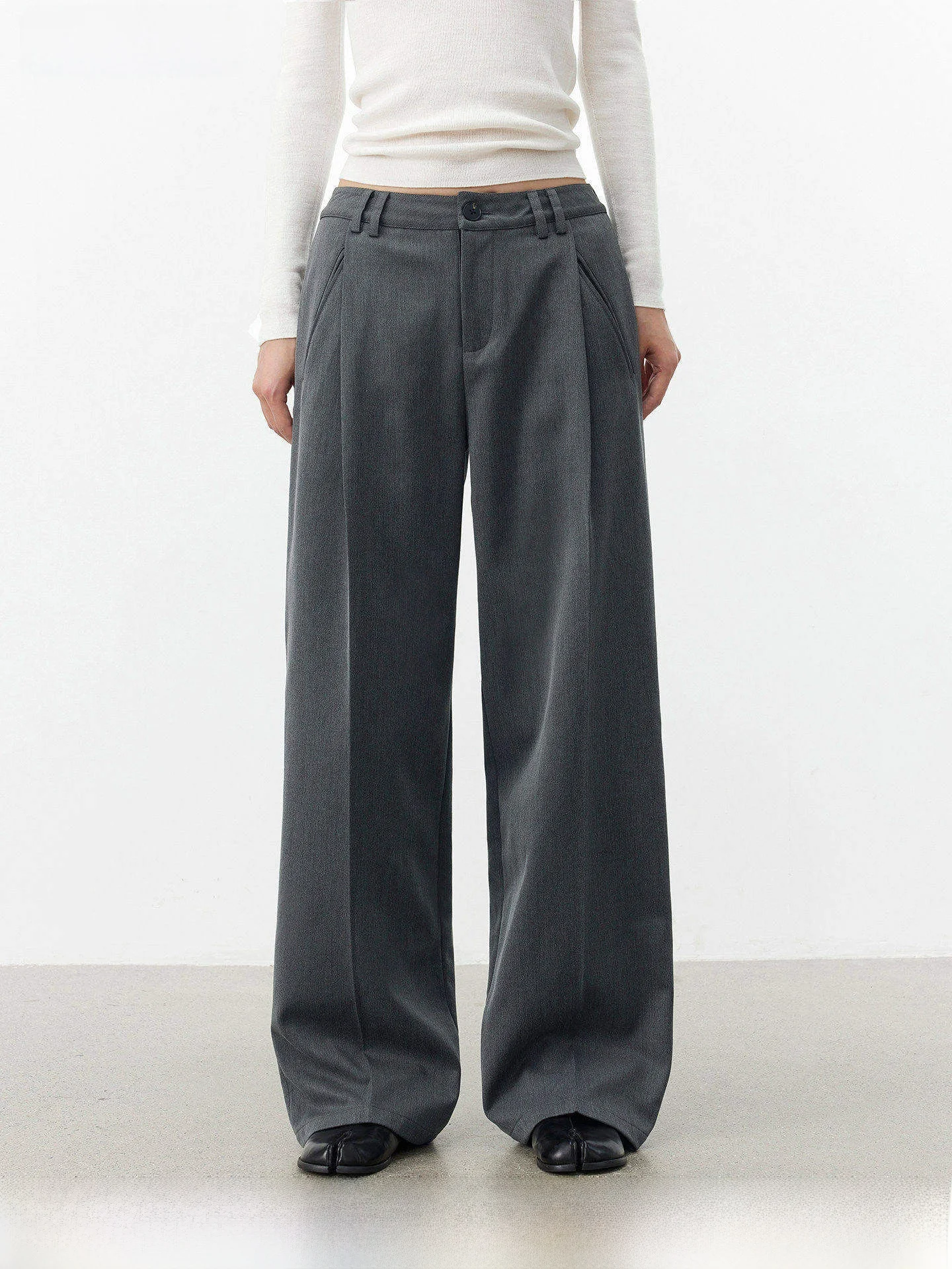 

Брюки AFTADAWN из смесовой мериносовой шерсти с одной складкой, карманами и эффектом драпировки, прямые, с высокой талией, длинные, для женщин