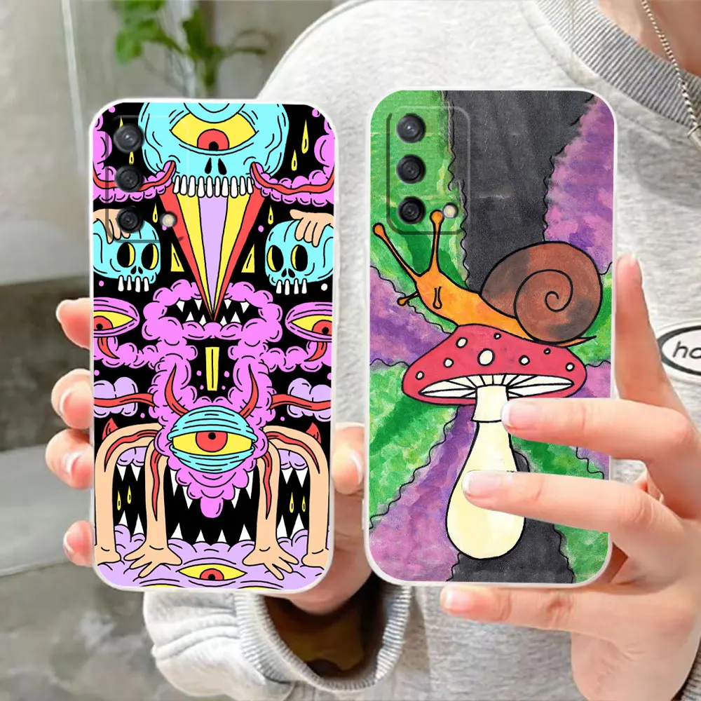 Phone Case For OPPO A97 A96 A95 A94 A93 A92S A74 A72 A57 A55 A54 A32 5G Case Funda Coque Shell Colourful Psychedelic Trippy Art