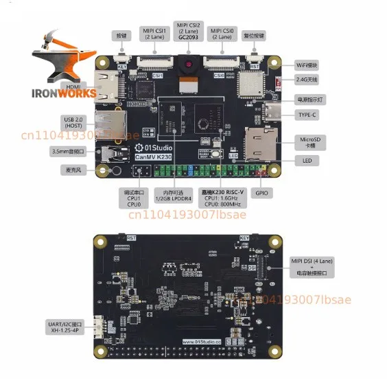 01 Technology CanMV K230 AI development board, camera visual recognition module 6T equivalent computing power exceeds K210