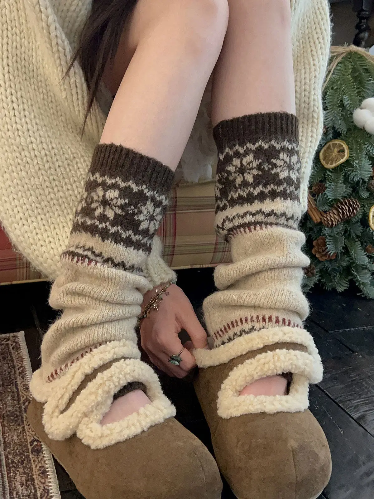 caneleiras-de-malha-castanhas-estilo-retro-para-usar-com-botas-de-neve-aquecedores-de-pernas-femininos-com-padrao-de-floco-de-neve-caneleiras-de-inverno-grossas-e-quentes-punhos-de-perna-de-malha-estilo-y2k