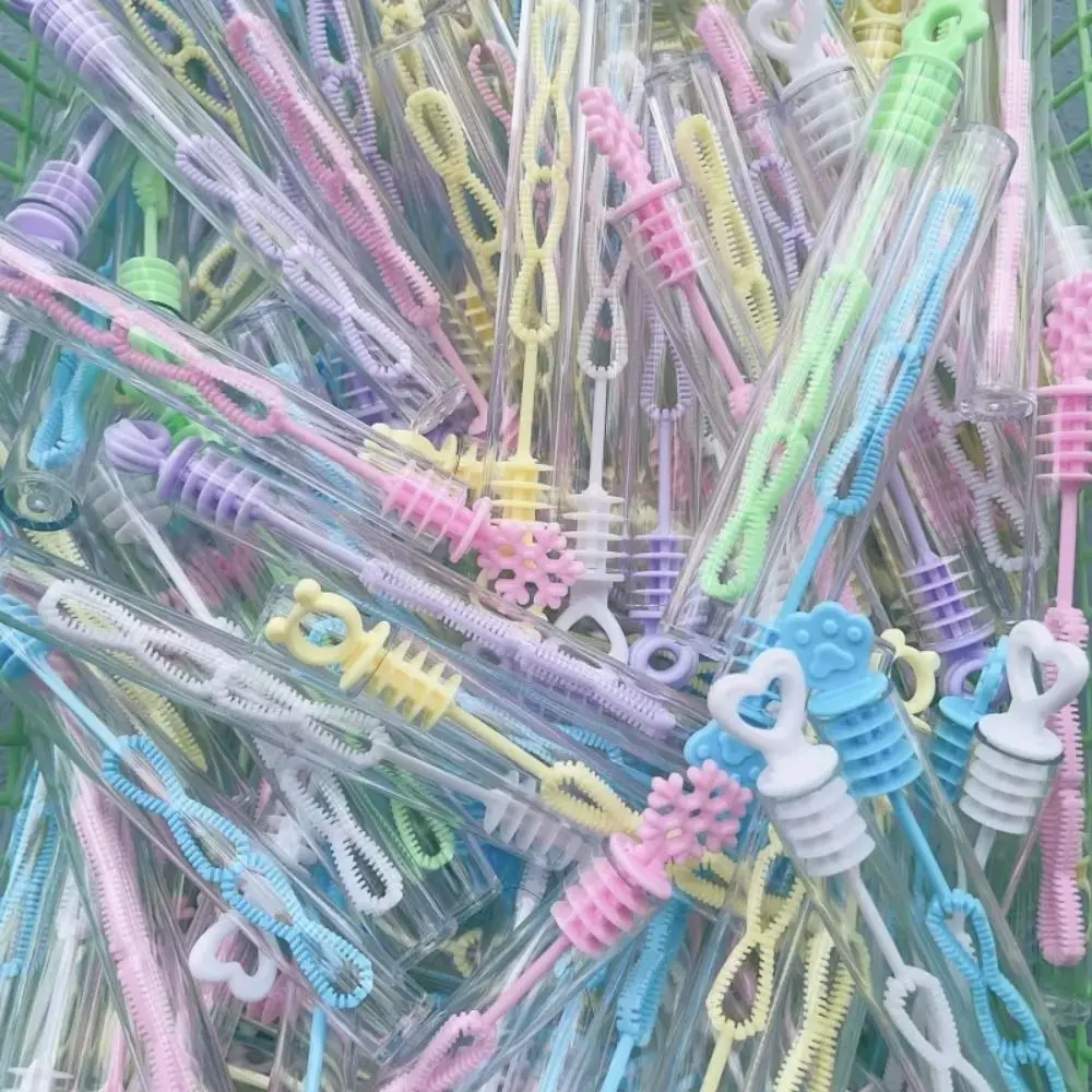 10 Uds. De tubo vacío de burbujas coloridas y divertidas, máquina de burbujas bonita de dibujos animados, juguetes, recuerdo de fiesta de cumpleaños, regalo de Carnaval
