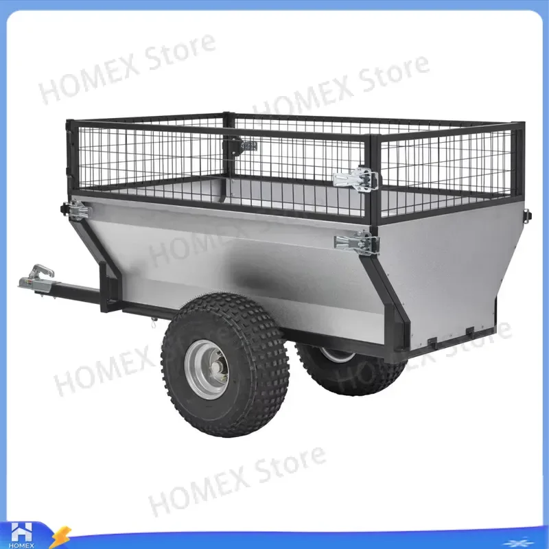 Small Dump Trailer for ATV UTV Garden Farm Utility Off Road Wheels Heavy Duty Steel Cargo Bed Tipping Cart OEM ODM