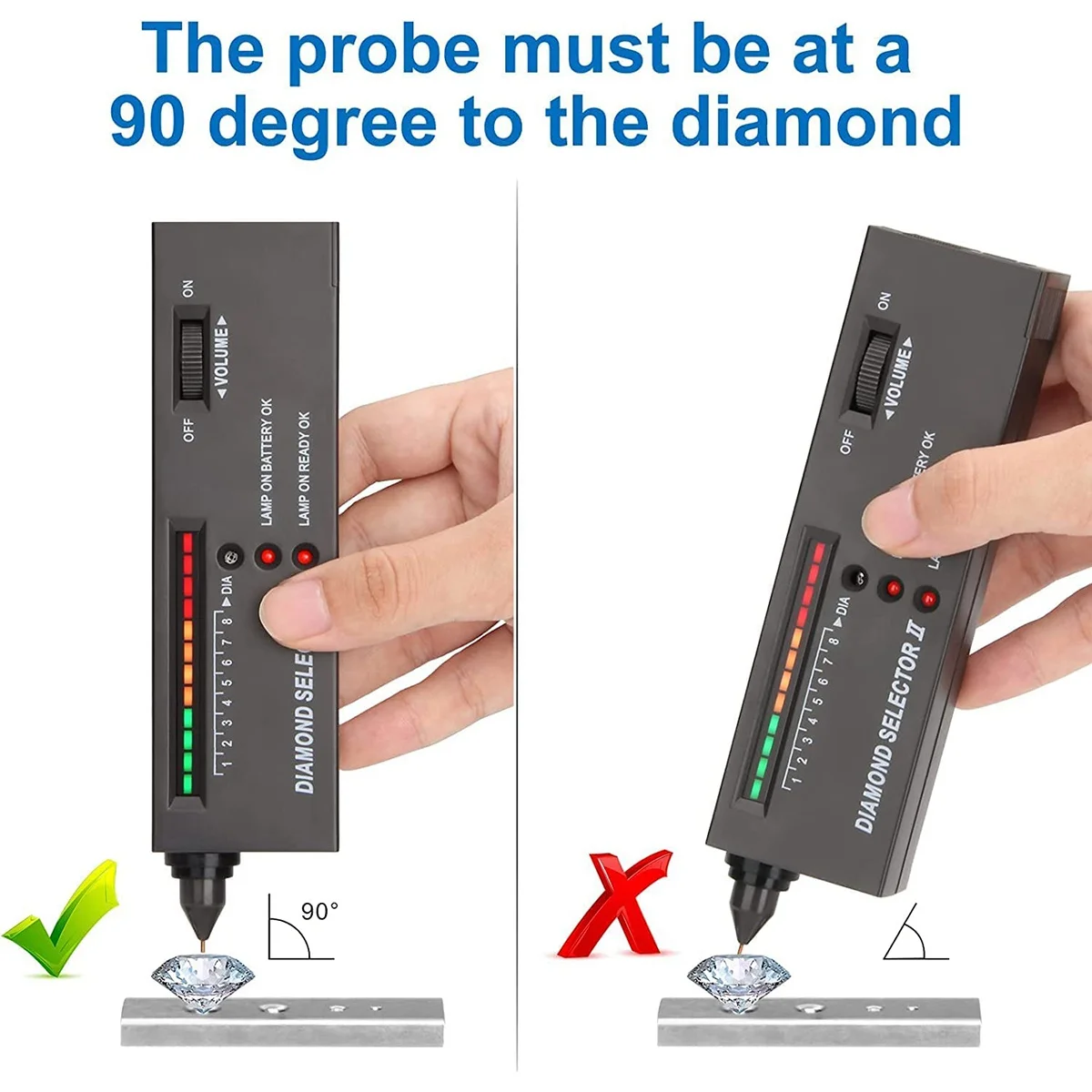 Diamond Tester Pen, High Accuracy Jewelry Diamond Tester+60X Mini LED Magnifying Professional Diamond Selector