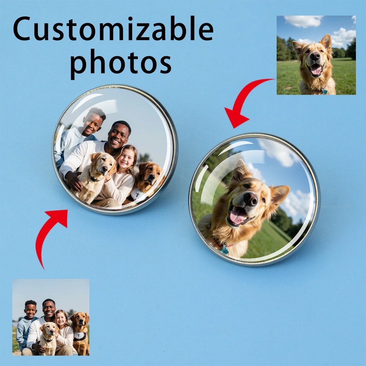 1PC 25mm Luminous Custom Photo Brooch and Stainless Steel Gift Badge Are Unique and Thoughtful Gifts for Friends or Family.