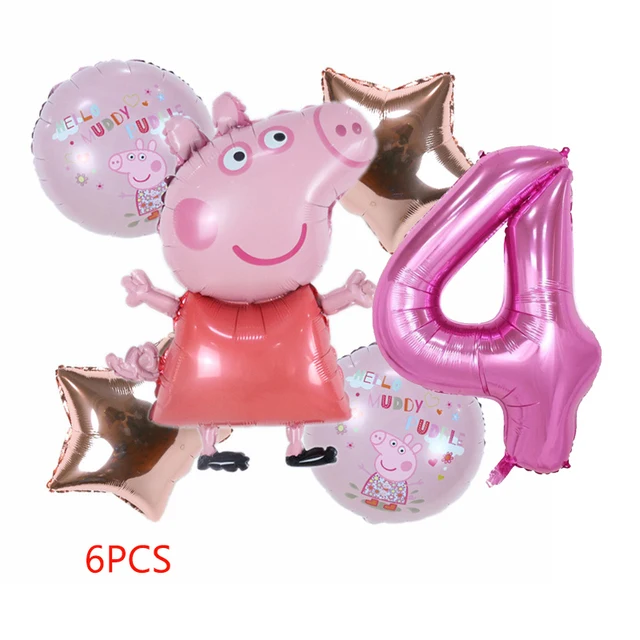 0-9 jaar oude Peppa Pig Pagina Anime Meisje Verjaardagsfeestje Ballon Achtergrond Decoratie Mobiele pop Speelgoed Meisje Roze Vakantiecadeau