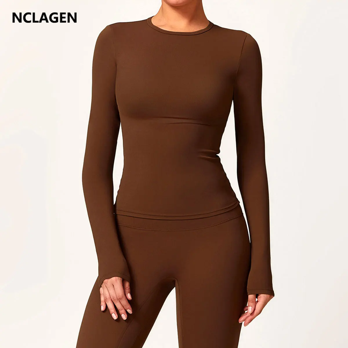 NCLAGEN Langarm Workout Top Gym Pilates Kleidung Frauen Active Wear Sport Shirt Elastische Fitness Yoga Kleidung Lauf Shirts