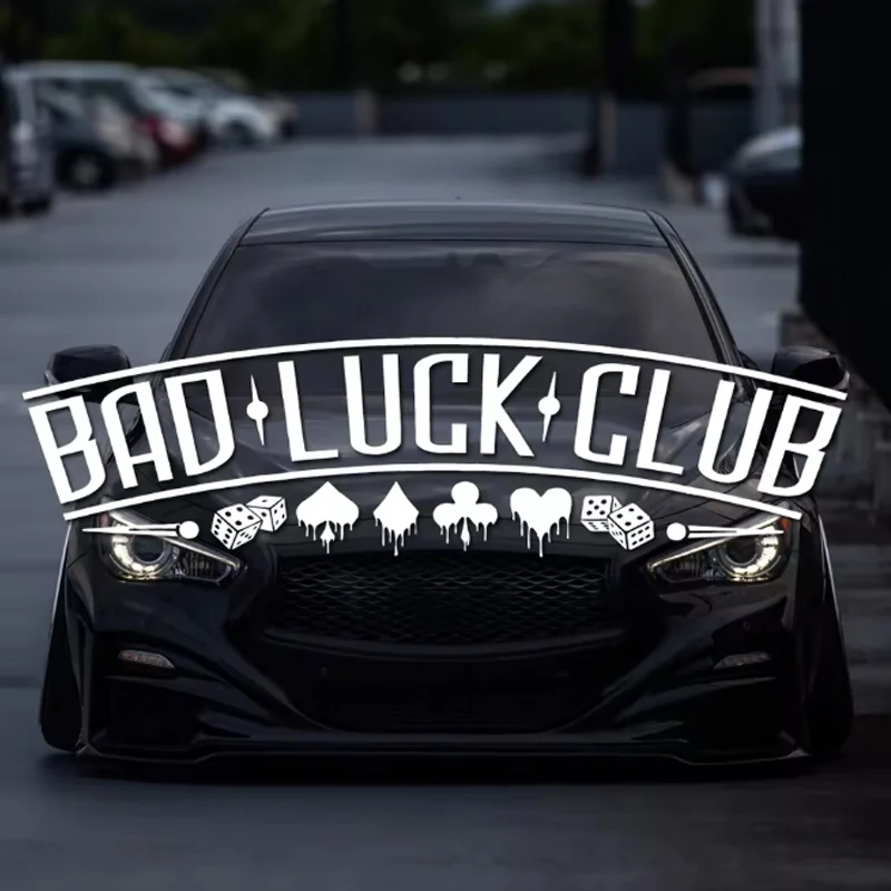 JDM Rear Window Car Decal Windshield Sticker Banner Rocker Side Back Window Bad Luck Club Suits Dice Poor Choices