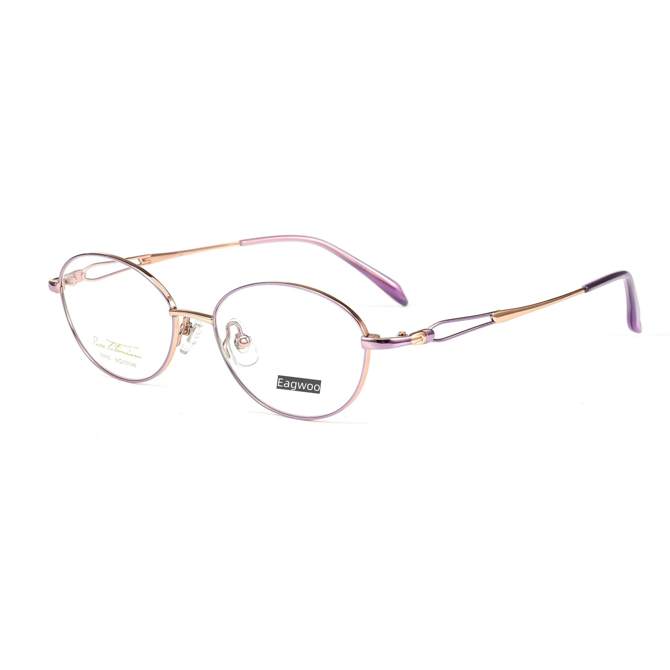 Women's Pure Titanium Full Rim Optical Frame Glasses High Quality Prescription 54mm Lens Wide Face Suitable Eyewear