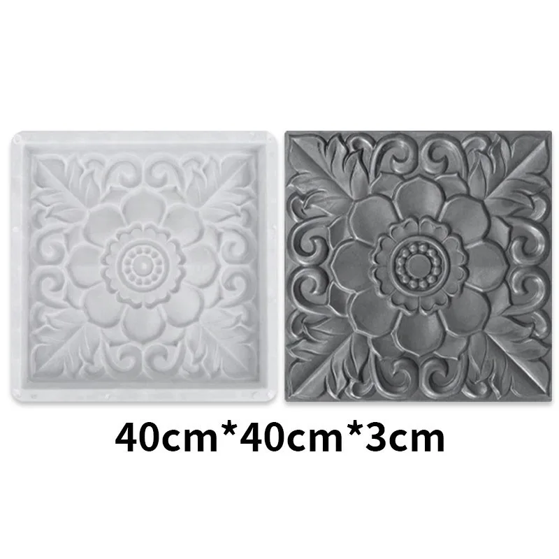 DIY Antique Flower Concrete Brick Mold Plastic Paving Mould Reusable Cement Floor Tile Wall Stone Form for Garden Patio Decor