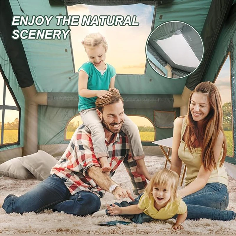 Waterproof Portable Outdoor Camping Inflatable Glamping Tent with Pump and 420D Oxford Fabric