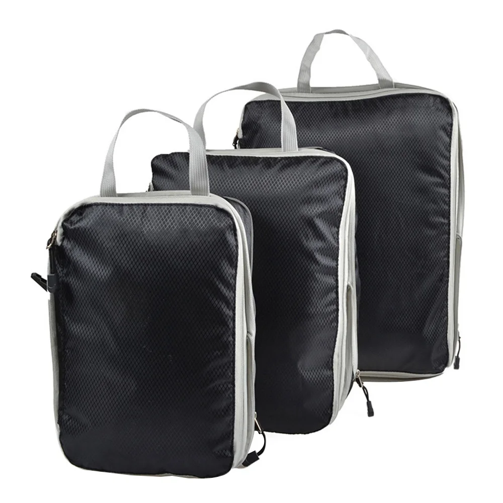 

3pcs/set Travel Storage Bag Compressible Packing Cubes Foldable Waterproof Travel Suitcase Nylon Portable Luggage Box